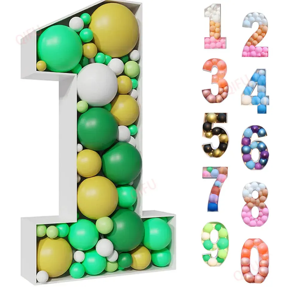 Tablero de 4 pies, números de ojo de caballo, números de mosaico con globos, números de cartón, tablero de espuma, decoración de fiesta de fondo