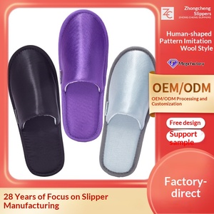 Pantuflas Desechables de Satén de Seda Sintética Antideslizantes y Gruesas para Hotel, Personalizadas al por Mayor, Modelo China para Viajes de Negocios - Product Image 1