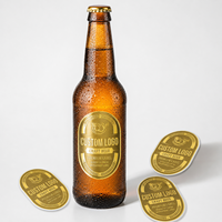 Etiquetas Personalizadas para Botellas de Cerveza Artesanal Doradas, Impermeables, Brillantes, para Envasado de Bebidas de Cervecería, Etiqueta Privada, Logotipo OEM, Rollo, Cualquier Tamaño y Forma