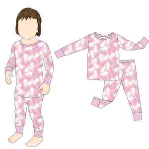 Conjunto de Pijama Infantil de Conejo de Dibujos Animados Vibrante, Sin Aranceles, Fabricación Personalizada OEM de Qingli, Conjunto de Dos Piezas de Manga Larga y Pantalones Suaves para Niñas - Product Image 3