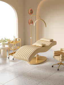 เตียงเสริมความงามสแตนเลสแบบ S รุ่นใหม่ เตียงต่อขนตาแบบ Ergonomic เตียงนวดสปา เตียงทำความสะอาดหูและเตียงสัก - Product Image 4