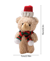 Ours en peluche miniatures mignons de Noël, très demandés, avec bonnet et écharpe tricotés, logo personnalisé, 13 cm, cadeaux de Noël pour enfants