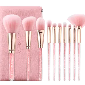 Diamond Glitter Makeup Brush Set Handle Synthetic Private Label Makeup Brush Maquillaje Pink Drill Plastic Cosmetic Brushes