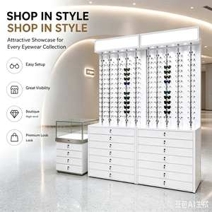 Meuble à lunettes en bois avec éclairage, pour lunettes de soleil, montures optiques et vitrines en verre, pour l'aménagement intérieur d'un magasin d'optique - Product Image 4