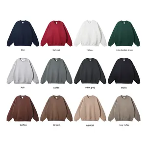 Sudadera para Hombre Otoño Invierno 2024 de 350g Forro Polar Grueso Dopamina Cuello Redondo Estilo Urbano Holgado Tejido de Punto Color Sólido - Product Image 5