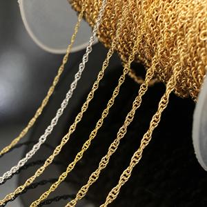 Cadenas de Cuerda Trenzada GP US, Eslabones sin Terminar, Rollo de Cadena de Oro Laminado de 14k, Fornituras de Joyería Permanente a Granel, DIY 14KGF, Venta al por Mayor - Product Image 1