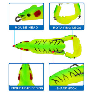 Leurre de pêche souple Ytqhxy en forme de rongeur, 10 couleurs, double hameçons pour la pêche au bar en eau douce, appâts en silicone - Product Image 3