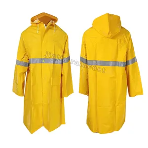 Harga Murah Logo kustom mantel hujan panjang luar ruangan sejuk tahan air untuk hujan PVC/poliester mantel hujan bertudung untuk dewasa