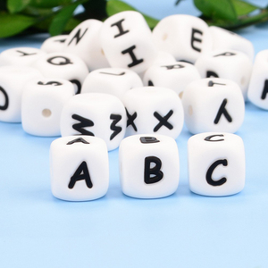 Perles à mâcher en silicone personnalisables pour bébé, perles en silicone sans BPA, perles en vrac avec lettres de l'alphabet - Product Image 5