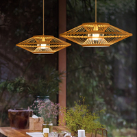Pratique E27 suspension chinois bambou tissé petite taille lustres pour salon de thé salon salle à manger boutique de vêtements