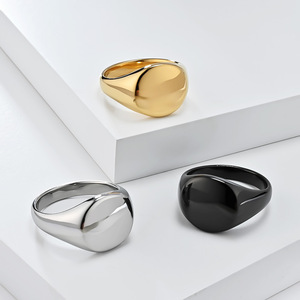 Unisex Geometric Smooth Titanium Steel <b>Ring</b> Gold Black Silver Color Fashion Jewelry Gift Accessory - Product Image 1