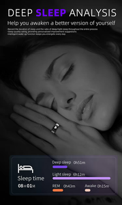 حلقة ذكية جديدة مقاومة للماء IP68 ECG ضغط الدم الأكسجين رصد معدل ضربات القلب النوم تعقب اللياقة البدنية حالة الصلب استدعاء جهاز التحكم عن بعد - Product Image 6