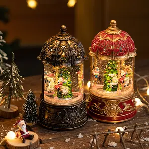 Cadeaux de Noël neige boîte à musique boule de cristal décoration rétro noël carrousel boîte à musique avec lumière