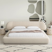 Lit double Zayshine de luxe moderne nordique en lin blanc, grand format, pour chambre principale, 1,5-1,8 mètres, modulaire, design villa, lit double moelleux