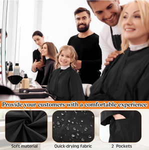 Robe de Salon de Coiffure en Polyester Imperméable avec Logo Personnalisé pour Salon de Beauté Spa avec Poches Kimono Client Spa Robe Smock - Product Image 2