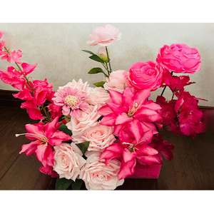 Maceta de flor de loto de seda roja de alta calidad para la decoración de la Mesa del hogar para la graduación Día DE LA MADRE Volver a la escuela ¡Año Nuevo chino! - Product Image 3