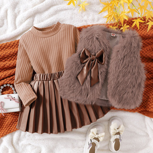 Conjunto de Ropa de Otoño e Invierno para Niñas de 2 a 7 Años con Top de Punto, Falda y <span class=keywords><strong>Chaleco</strong></span> de Tres Piezas para Jardín de Infantes - Product Image 2