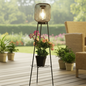Lampes solaires en maille noire TSINYE <span class=keywords><strong>pour</strong></span> l'extérieur avec supports <span class=keywords><strong>pour</strong></span> plantes, lampadaire sur trépied alimenté par énergie solaire IP65 <span class=keywords><strong>pour</strong></span> jardin, patio, sans pot de fleurs - Product Image 3