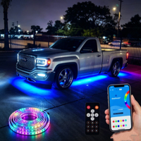 Kit d'éclairage LED sous carrosserie pour voitures, double rangée, étanche IP68, RGBIC, à effet de poursuite, 6 pièces