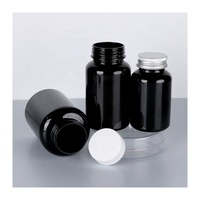 Bouteille en plastique PET ambrée à large ouverture pour capsules et pilules, avec couvercle à vis, vente en gros