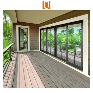 WANJIA Hurricane Proof House Outdoor Double Tempered Glass Exterior Sliding Glass Doors