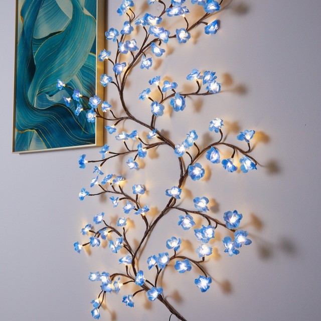 LED Rattan Wall Lamp Vine Flower Butterfly Branch Design New Festive Christmas Decorative Lighting Creates Romantic Atmosphere