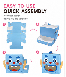 Custom Cute Cartoon Monster Face Window <b>Gift</b> <b>Box</b> <b>Pink</b> Paper Candy Cookie Kids Birthday Party Packaging Wholesale Supplier - Product Image 3