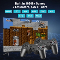 Console de jeux vidéo 4K, manette de jeu sans fil intégrée, 10000 jeux, lecteur portable rétro 64 go pour PS1/FC/GBA