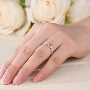 แหวนหมั้นแบบกึ่งติดตั้งกึ่งสีโรสโกลด์18K คุณภาพสูงสั่งทำด้วยเพชรธรรมชาติสไตล์คลาสสิกสำหรับงานแต่งงานของขวัญคริสเตียน - Product Image 2