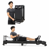 Reformer pliable en aluminium pour usage domestique et professionnel, charge maximale 150 kg, barre de pieds en aluminium à 6 ressorts, compact, pour salle de sport à domicile et studio, personnalisable