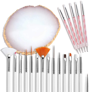 Ensemble de 21 pinceaux en silicone pour nail art, pinceaux de peinture angulaires roses avec palette pour les lignes, les fleurs, la création de motifs d'ongles DIY - Product Image 3