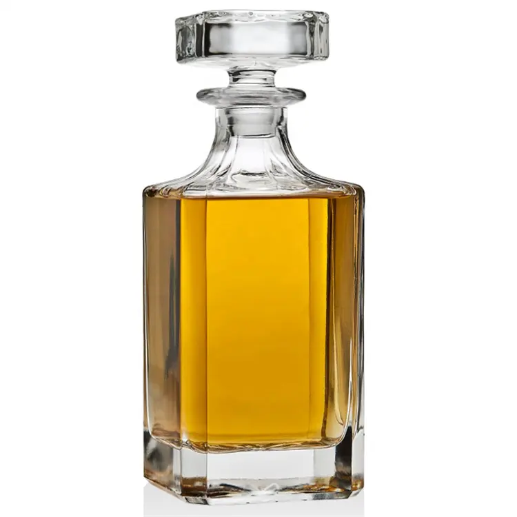 Großhandel leere Whisky Glas Dekan ter klare Weinflaschen Brandy Glasflasche mit Glass topfen