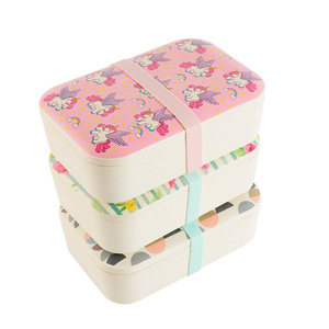 eco friendly cartoon bento bio biodegradable Bamboo fiber cute lunch box for kids food