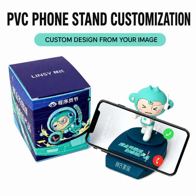 Low MOQ Customized 3D PVC Cute Mascot Phone Stand for Business Promotional Creative Gift Figure Custom PVC Phone Holder