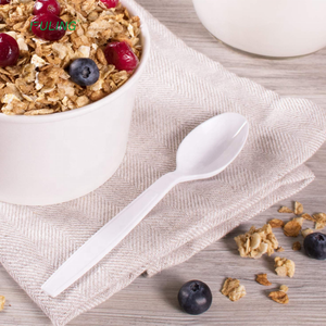 Cá nhân bọc dao kéo dùng một lần Kem Muỗng Bạc soupspoon Cà Phê Trà muỗng PS trắng nhựa thìa - Product Image 4