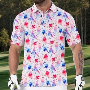 Camisas de Golf de Punto con Estampado para Hombre, Corte Regular, Manga Corta, Botones, Secado Rápido, Absorción de Humedad, Deportivas, Casuales, Transpirables - Product Image 1