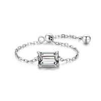 Anillos Apilables Ajustables Sunstar Chain Ring de Plata de Ley 925 con Zirconia, de Moda para Chicas y Mujeres, Anillo de Compromiso
