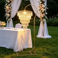 Lustre de sol en cristal doré pour décoration d'allée de mariage, lampe LED suspendue à 6 niveaux en acrylique pour événements, fêtes et scènes