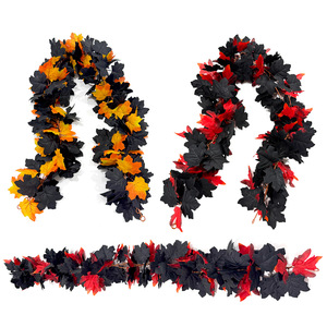 Guirlande artificielle de vigne d'érable pour jeunes ruraux, 5,7 pieds, noir, orange, rouge, décoration d'automne pour la maison, la fête, la décoration de table - Product Image 1