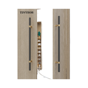 Tinyhob Modern Minimalist Glass <strong>Door</strong> Handle Stainless Steel Paired Solid Wood <strong>Black</strong> <strong>Door</strong> Handle / Heavy Duty Handle - Product Image 1