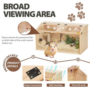Động vật nhỏ lồng lớn <span class=keywords><strong>hamster</strong></span> môi trường sống bao vây bằng gỗ <span class=keywords><strong>hamster</strong></span> lồng với cửa sổ Acrylic & có thể mở ra hàng đầu - Product Image 4