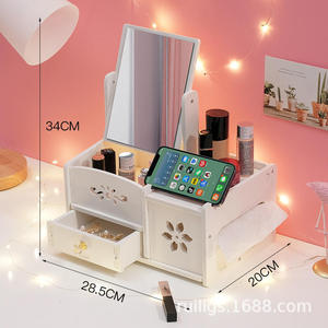 Specchio Rotondo Bianco Multifunzionale di Lusso, Scatola Portacosmetici Nordica con Specchio e Manici - Product Image 6