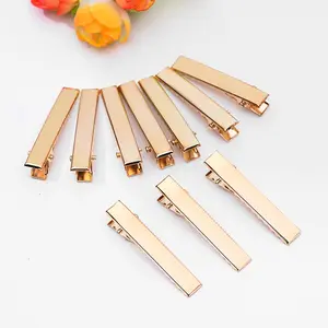 Großhandel handgemachte Diy flache Metall Ente Bill Clip Bb Mädchen Frauen Frühling Ente Haarnadeln Alligator Zähne Haars pangen Roségold