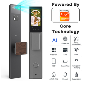 ระบบล็อคอัจฉริยะควบคุมด้วยเสียง AI พร้อมกล้องอินเตอร์คอมสำหรับประตูไม้ รองรับการปลดล็อคด้วยใบหน้า ลายนิ้วมือ รหัสผ่าน ควบคุมระยะไกลผ่านแอป Tuya - Product Image 2