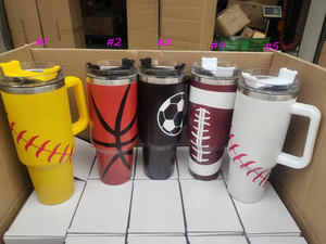 13色40オンススポーツタンブラー昇華タンブラーハンドル付きトラベルステンレス鋼タンブラー野球バットビールカップ - Product Image 6