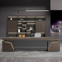 LBZ-179X Bureau de direction en L en bois avec chaise et armoire latérale – Table de bureau haut de gamme pour PDG et managers
