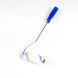 4 Inch <b>Paint</b> <b>Roller</b> with Blue Yellow Stripe Sleeve and Plastic Handle for Wall Painting - Product Image 2