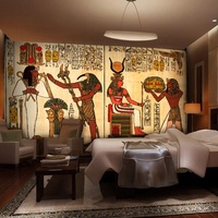 Mural Decorativo Geométrico 3D Impermeable de Lona para el Hogar, Estilo Retro Egipcio para Vestíbulo de Hotel, Sofá, Dormitorio Árabe