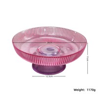 Bol à fruits décoratif en verre côtelé de luxe vintage populaire avec piétement cannelé pour mariage, fête et décoration intérieure