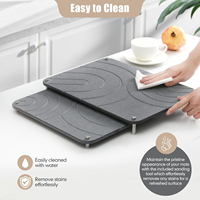 Tapis de séchage de vaisselle en pierre super absorbant, 2 pièces, tapis en terre de diatomée avec pieds antidérapants en acier inoxydable pour une utilisation en cuisine